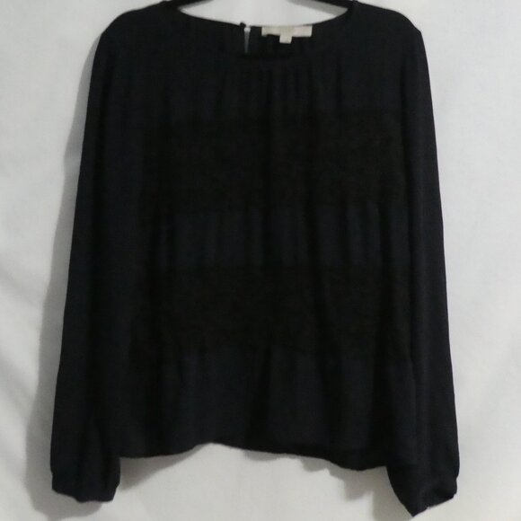 LOFT | large | Black Long Sleeve Blouse | Single Button Back Closure - Picture 1 of 14